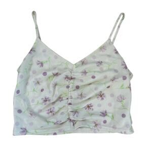 BP White Floral Polka Dot Mesh Cami Tank Top Size M